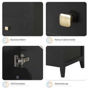 English Elm 20" Modern Bathroom Vanity With Ceramic Sink, Soft-Close Door, Drawer & Storage Rack In Black Finish N725P185452B