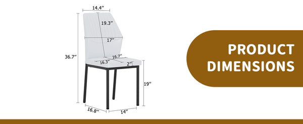 English Elm Luxury Modern Dining Chair Set Of 6 - White Pu With Black Metal Legs, Ergonomic Comfort & Style W1151P282703