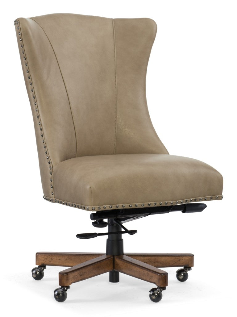 Hooker Furniture Lynn Caruso Falvo Top-Grain Leather Executive Swivel Tilt Chair With Nailhead Trim & Casters EC483-083