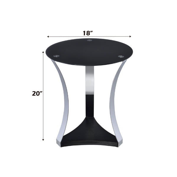 English Elm Geiger Round Tempered Glass End Table with Chrome Frame and Open Storage Shelf B2726P445288