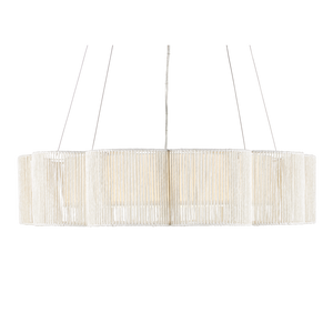 Ancroft White Chandelier - Elegant Scalloped Design, Adjustable Height, LED Light, Contemporary Style