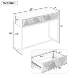 English Elm Trexm Modern Sleek Console Table Two Drawers With Stripe Design For Living Room and Entryway (White)