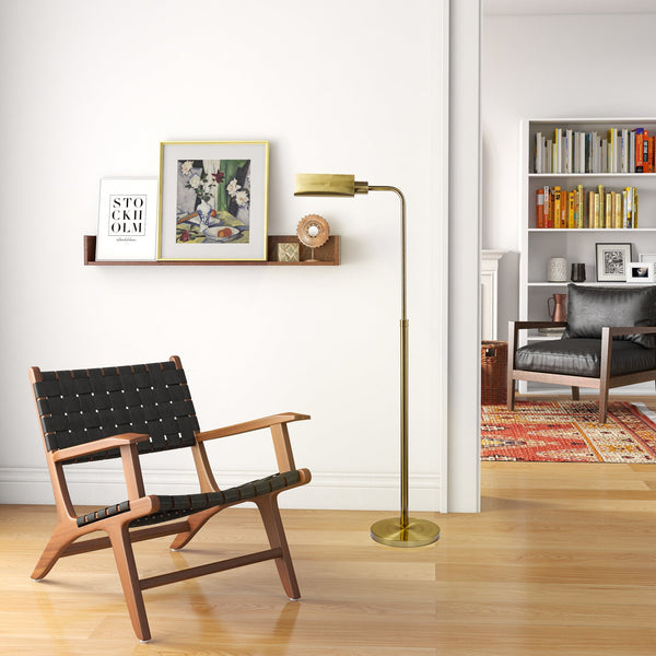 English Elm Ashcroft Furniture - Minimalist Floor Lamp - Slim Sculptural Lighting For Modern Living Rooms & Bedrooms With Gold Shade B183P315092