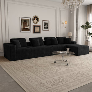 English Elm 153.5*68.9"modular Six Piece Corduroy Sectional Sofa with Reversible Chaise Living Room W3819S00151