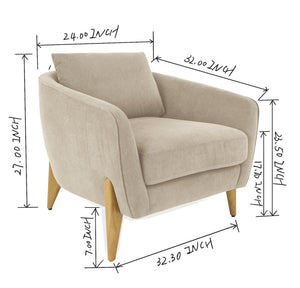 English Elm Accent Armchair Upholstered Low Profile Reading Chair with Lumbar Pillow Modern Living Room Seat Beige W2308P462642