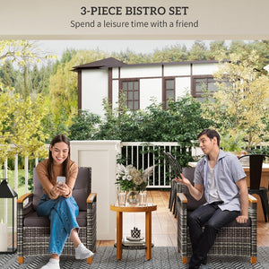 English Elm Outsunny 3-Piece Compact Bistro Set With Cushions - Stylish, Weather-Resistant Patio Furniture For Small Spaces W2225P217672-GIGA