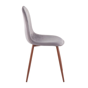 English Elm Mid-century Modern Dining Chairs with Wood Slat Back and Upholstered Seat Set of 2 Grey B202P223638