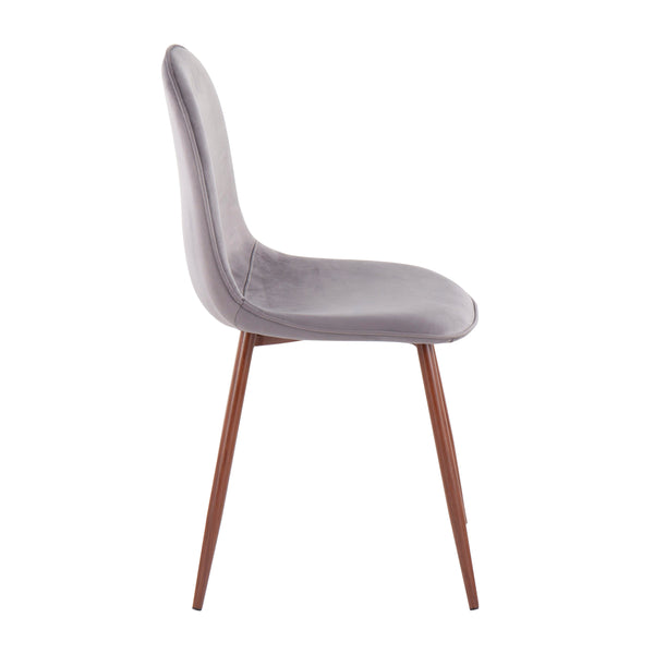 English Elm Mid-century Modern Dining Chairs with Wood Slat Back and Upholstered Seat Set of 2 Grey B202P223638