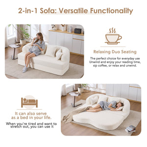 English Elm 2-in-1 Foldable Chenille Sleeper Sofa Compact Convertible Loveseat for Modern Living W2231P392100