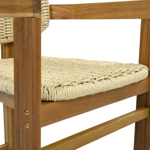 English Elm Outdoor Acacia and Rattan Armchair Set Two Ergonomic Seats for Patio Garden N719P431083N