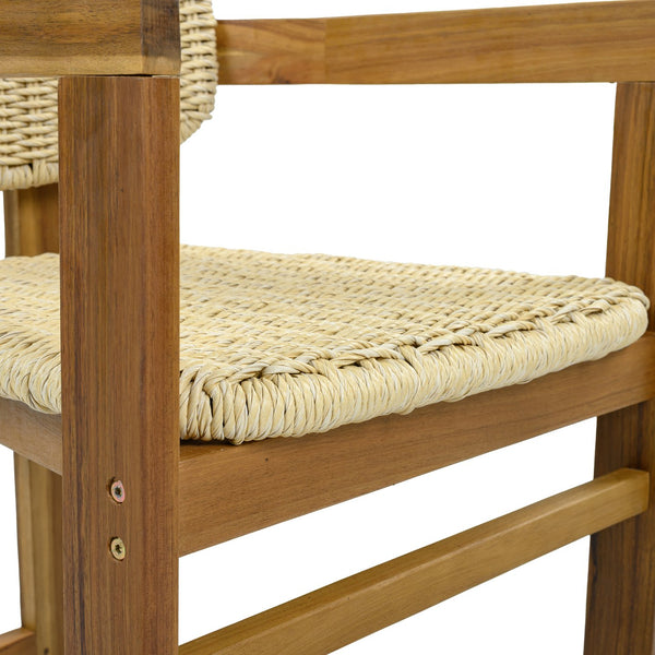 English Elm Outdoor Acacia and Rattan Armchair Set Two Ergonomic Seats for Patio Garden N719P431083N