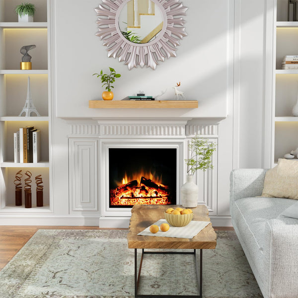 English Elm Fireplace Mantel 48" Solid Pine Floating Shelf - Handcrafted Rustic Wood Display For Home Décor T3210P391506
