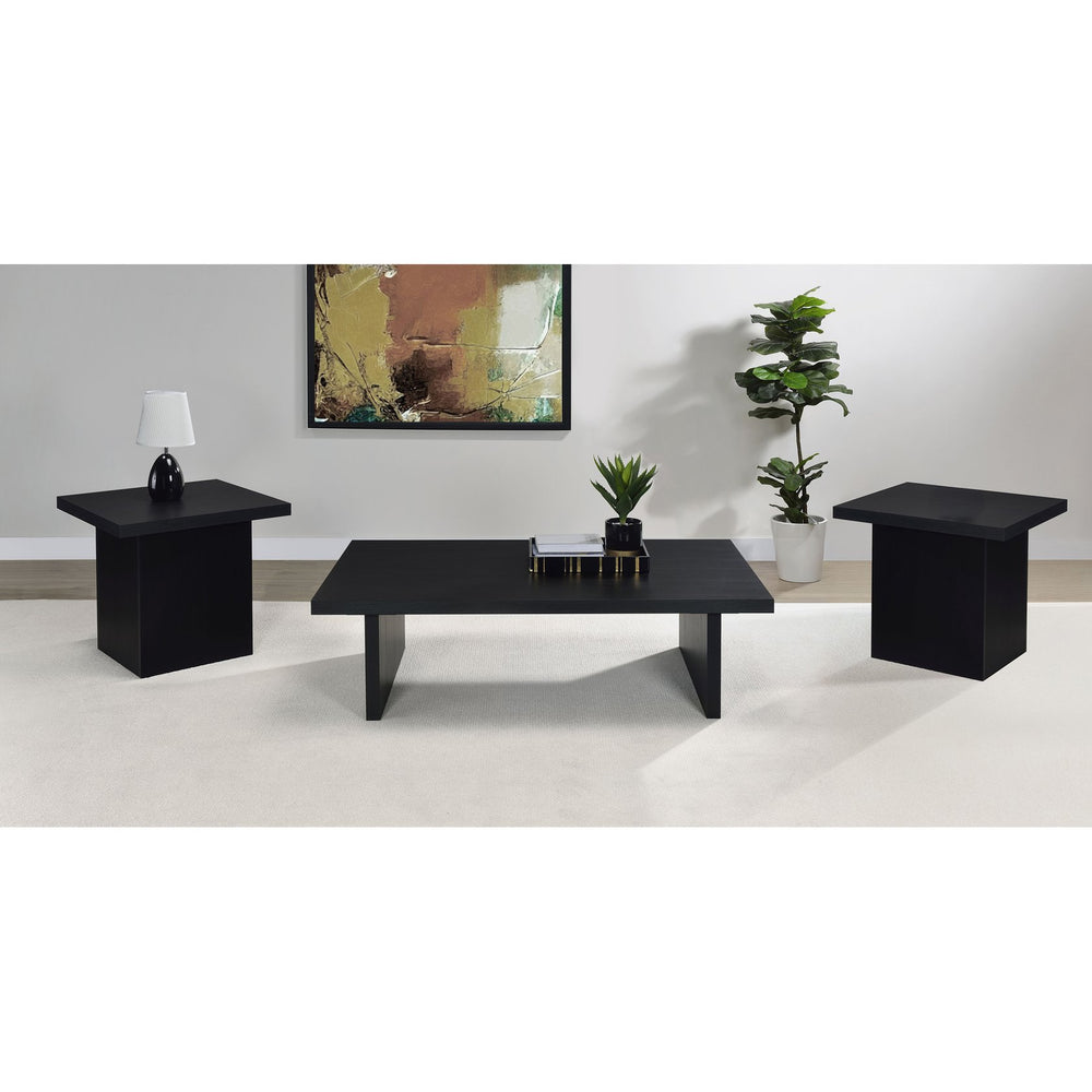 English Elm Caroline Matte Black 3 Piece Coffee and End Table Set for Modern Living Rooms B062S01597