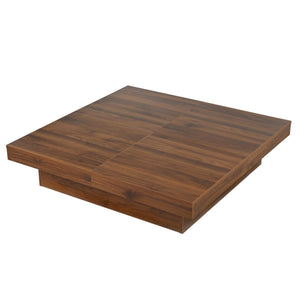 English Elm Square Marble Veneer Coffee Table with Sliding Top Hidden Storage Pedestal Base N735P388120D