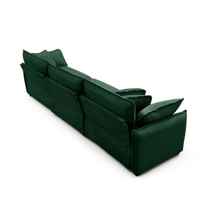 English Elm Mid-Century 3-Seater Sectional Sofa In Luxe Green Corduroy With Plush Pillows For Ultimate Comfort W714S00735