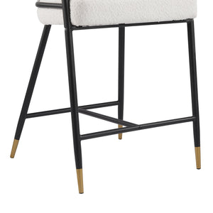 English Elm Christopher Knight Home® - 26" Upholstered Counter Stool Set of 2 with Bouclé Fabric and Iron Frame, Contemporary Comfort and Style Beige,Black,Gold N771P288863B