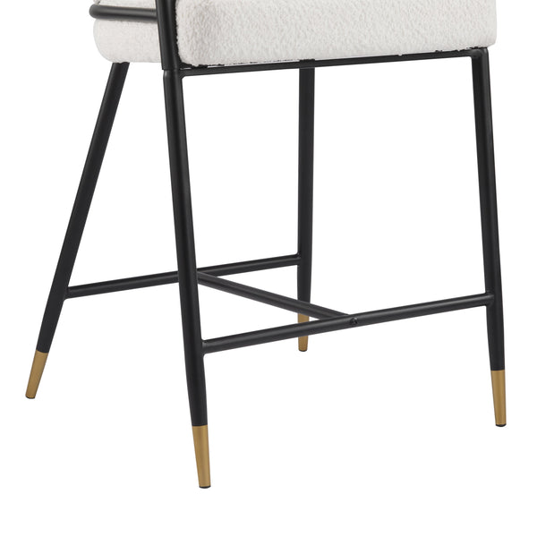 English Elm Christopher Knight Home® - 26" Upholstered Counter Stool Set of 2 with Bouclé Fabric and Iron Frame, Contemporary Comfort and Style Beige,Black,Gold N771P288863B