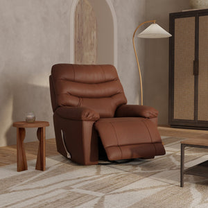 English Elm Global Home Swivel Glider Recliner In Oslo Pecan - Luxurious Comfort With 360° Motion & Leather Finish B339P333952
