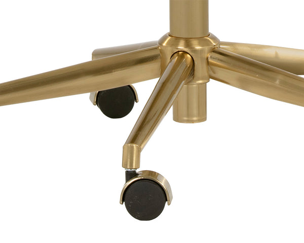 Sunpan Kleo Modern Office Chair with Gold Stainless Steel Frame and Luxurious Faux Leather for Comfort Snow