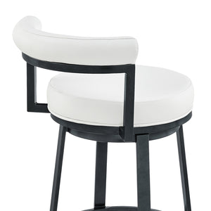 English Elm Adrix Cloud Finish Swivel Counter or Bar Stool with White Faux Leather, 360° Glide, 250lb Capacity B2736P354348
