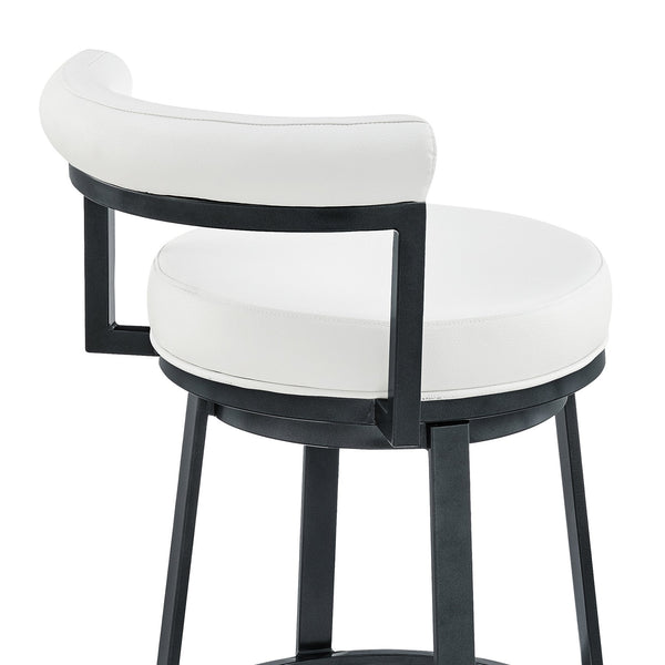 English Elm Adrix Cloud Finish Swivel Counter or Bar Stool with White Faux Leather, 360° Glide, 250lb Capacity B2736P354348