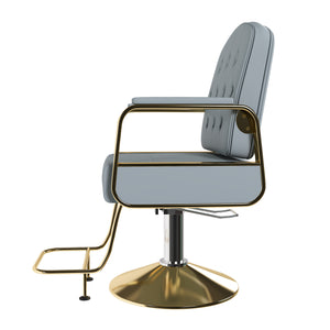 English Elm Hydraulic Salon Chair with Foot Pump Swivel Base Pu Leather Seat for Barber Tattoo Spa Blue W2700P410953