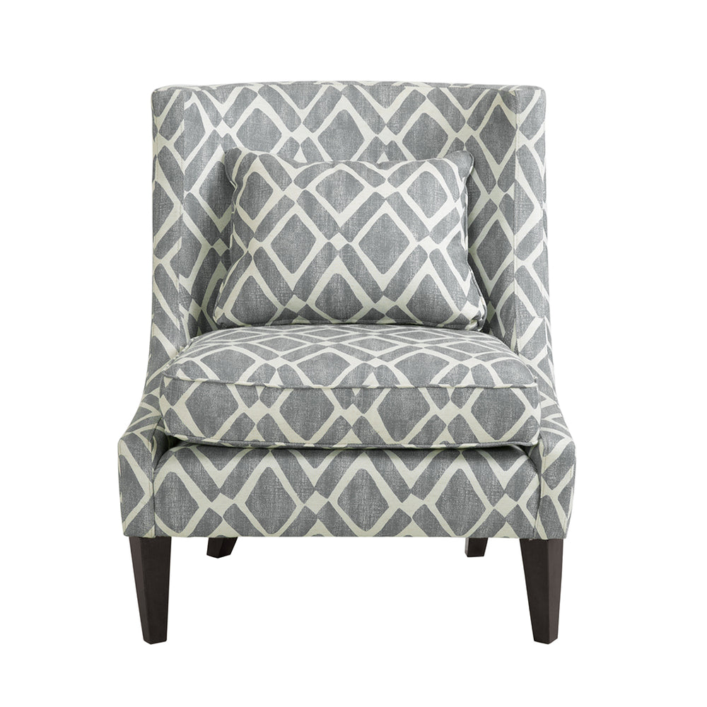 JLA Home Madison Park - Swoop Grey Geometric Accent Chair with Swooping Arms, Loose Seat & Back, Black Wood Legs Stylish FPF18-0516