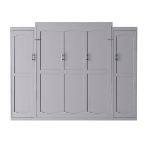 English Elm Full Full Size Murphy Bed with Two Wardrobes and Foldable Platform, Space-Saving Modern Guest Solution Gray 84.9 L x 12 W x 7 H N733S235596E