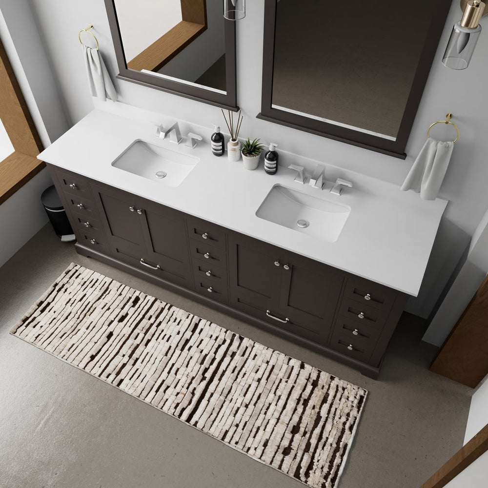 English Elm Espresso 84 in Double Bath Vanity with Cultured Marble Top, Solid Wood, Soft-Close Drawers, Storage B2731P258440