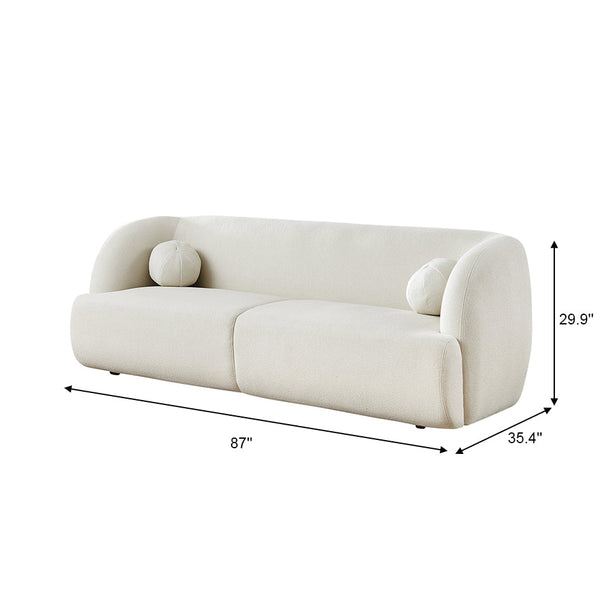 English Elm Maximilian Japandi Boucle Sofa Tight Back Three Seat Living Room Couch B183P231816