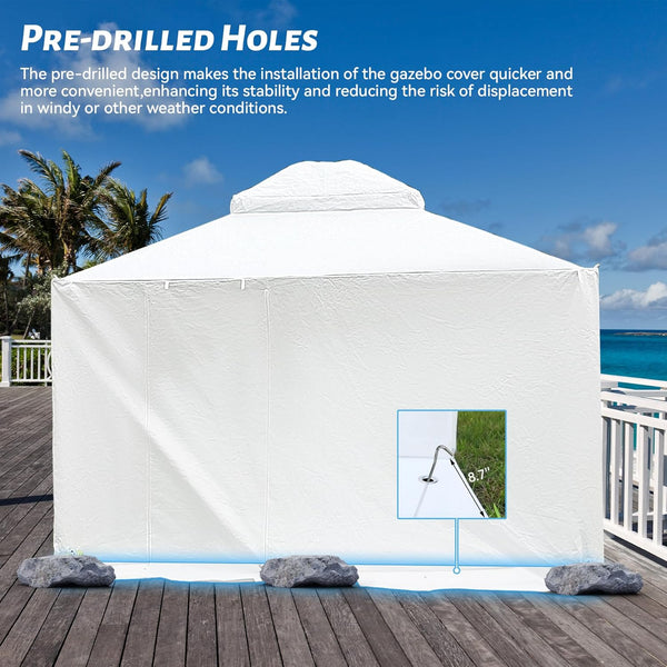 English Elm 12'x12' Gazebo Cover for Hardtop Gazebos - All-Season Waterproof Enclosure with Zippered Door, Mesh Windows, Windproof Anchors W1859P226063
