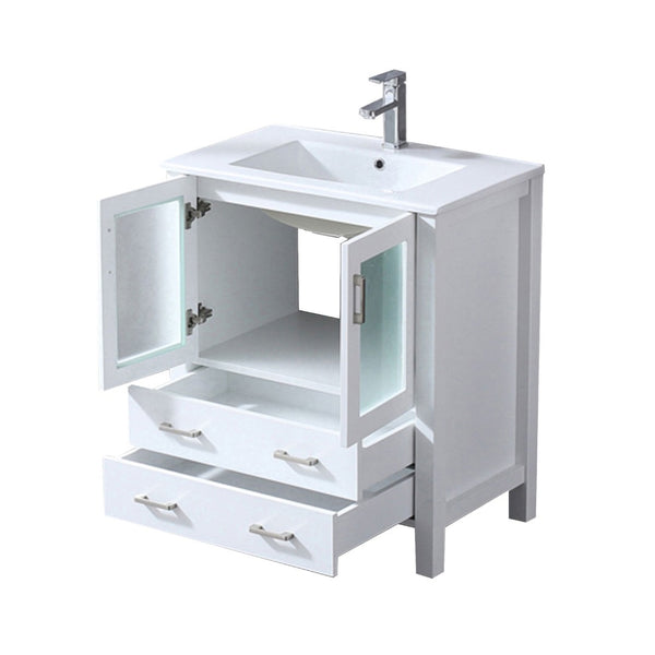 English Elm White Bath Vanity With Ceramic Top And Chrome Faucet Set – Elegant Storage Solution For Modern Homes B2731P260509-GIGA