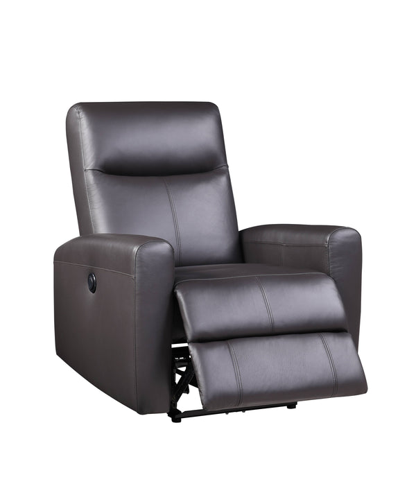 English Elm Blane Brown Top Grain Leather Match Power Recliner with Horizontal Tufting, Pocket Coil Seat, 150° B2726P278163