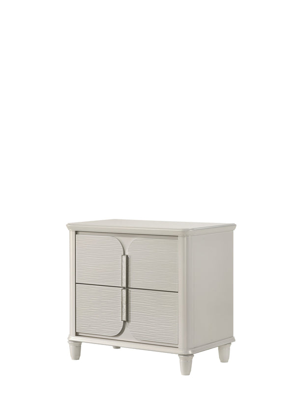 English Elm Laveda Modern Pearl White Nightstand with 2 Smooth-Glide Drawers, Durable Acrylic & Wood Construction B2726P269254