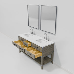 English Elm Grey Oak Double Bath Vanity Set With Cultured Marble Top, Chrome Faucets & 28 In. Mirrors Included B2731S01895
