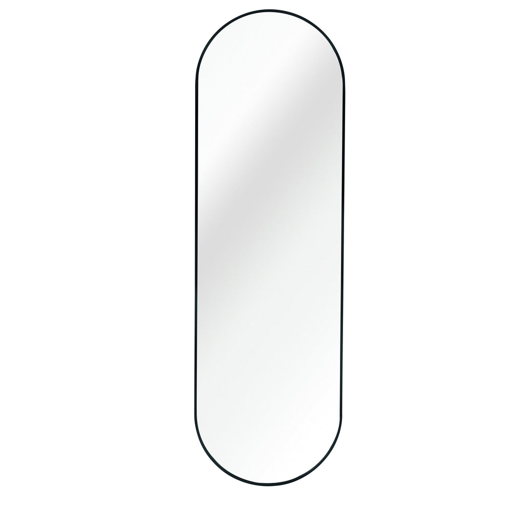 English Elm Black Pill Shaped 63x20in Full-Length Wall Mirror – 4mm HD Glass, Anti-Rust Aluminum Frame, Shatterproof W2203P230581