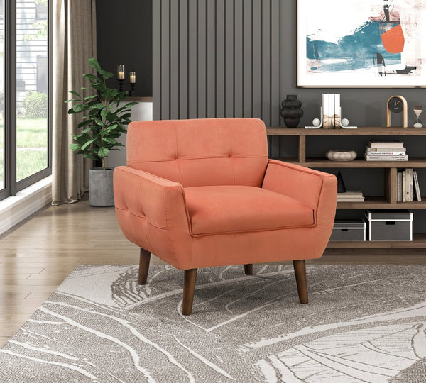 English Elm Orange Velvet Tufted Accent Chair with Cushioned Seat and Back, Contemporary Living Room Armchair 34x29x31" B011P283268
