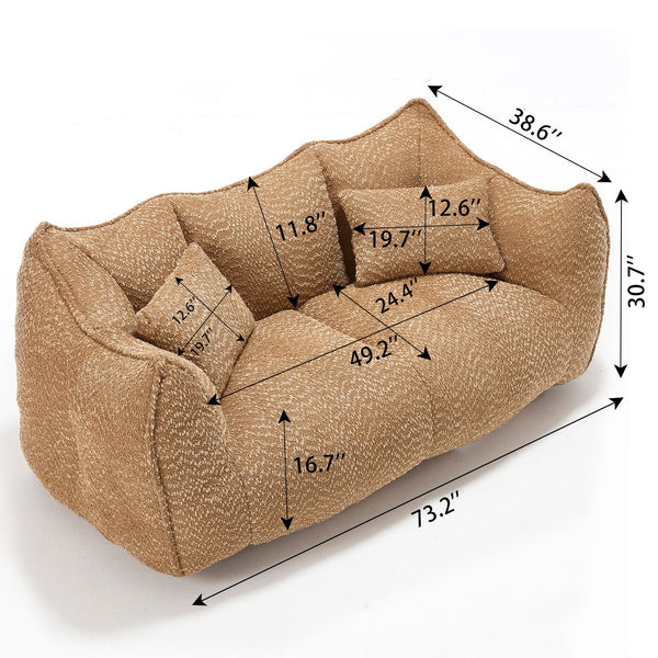 English Elm Soft Plush Foam Beanbag Chair for Two People, Square Recliner Sofa With Superfiber Comfort Embrace Coffee W1996P252275