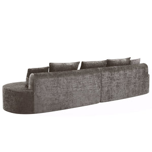 English Elm 138.6" Curved Modular Sectional Sofa Low Profile High Density Foam Living Room Lounge Light Brown N767P366006L