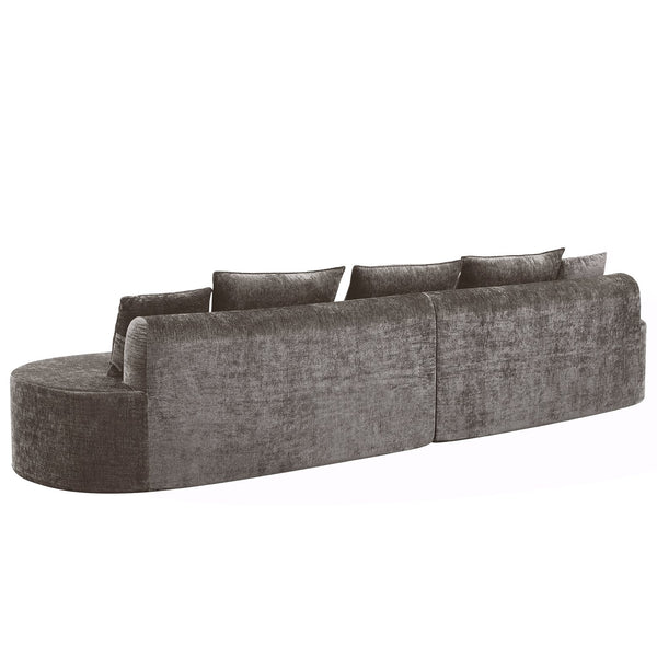 English Elm 138.6" Curved Modular Sectional Sofa Low Profile High Density Foam Living Room Lounge Light Brown N767P366006L