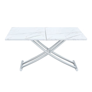 English Elm Modern multifunctional lift table with 0.8" MDF top, adjustable 18.3–29" silver legs, versatile coffee/dining/study use W1151P271527