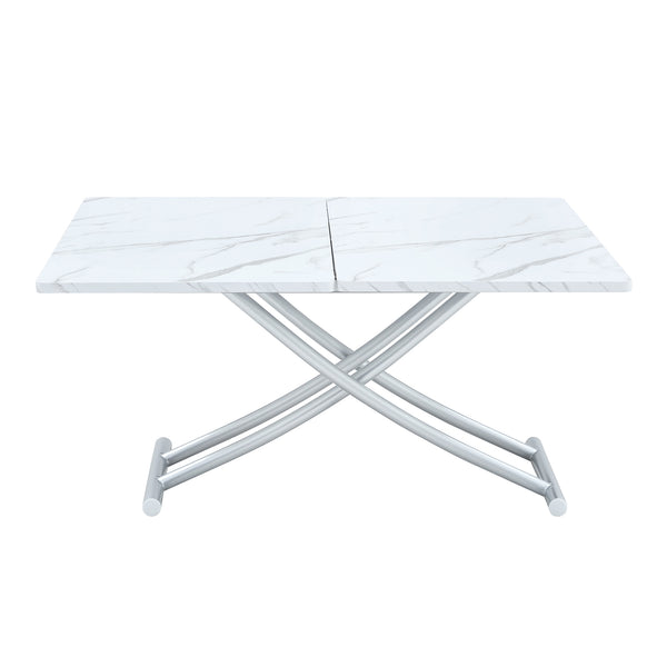 English Elm Modern multifunctional lift table with 0.8" MDF top, adjustable 18.3–29" silver legs, versatile coffee/dining/study use W1151P271527