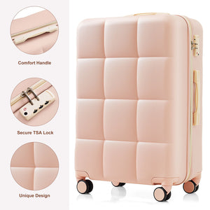 English Elm Luggage Set of 3 Abs Hard Shell Suitcases with Spinner Wheels and Built in Cup Holder Pink N726P296016P