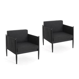 English Elm Christopher Knight Home® - DAWSON Black Aluminum Outdoor Club Chairs - 2PCS Water-Resistant Cushions, Sturdy Rustproof Frame N775P247810B