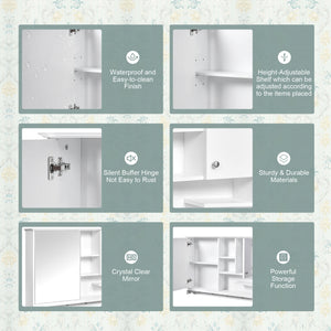 English Elm 36 Inch Wall Mounted Medicine Cabinet with HD Mirror, Adjustable Shelves, Towel Hooks, Modern Style White N710P254924K