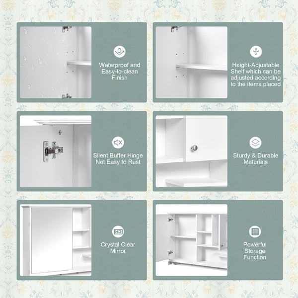English Elm 36 Inch Wall Mounted Medicine Cabinet with HD Mirror, Adjustable Shelves, Towel Hooks, Modern Style White N710P254924K