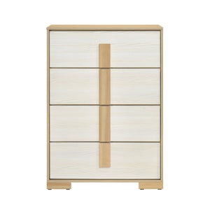English Elm Contemporary 4-Drawer Natural & White Chest — Spacious Wooden Bedroom Storage, Stylish Modern Design B011P317203