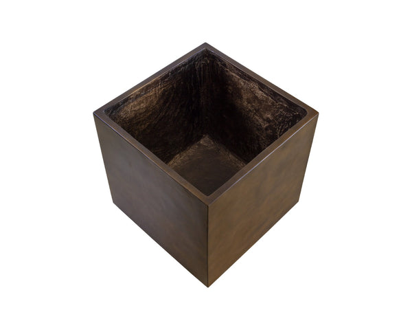 Sunpan TANSY Planter - Contemporary Square Design in Antique Bronze for Elegant Indoor and Outdoor Spaces Gold 111134