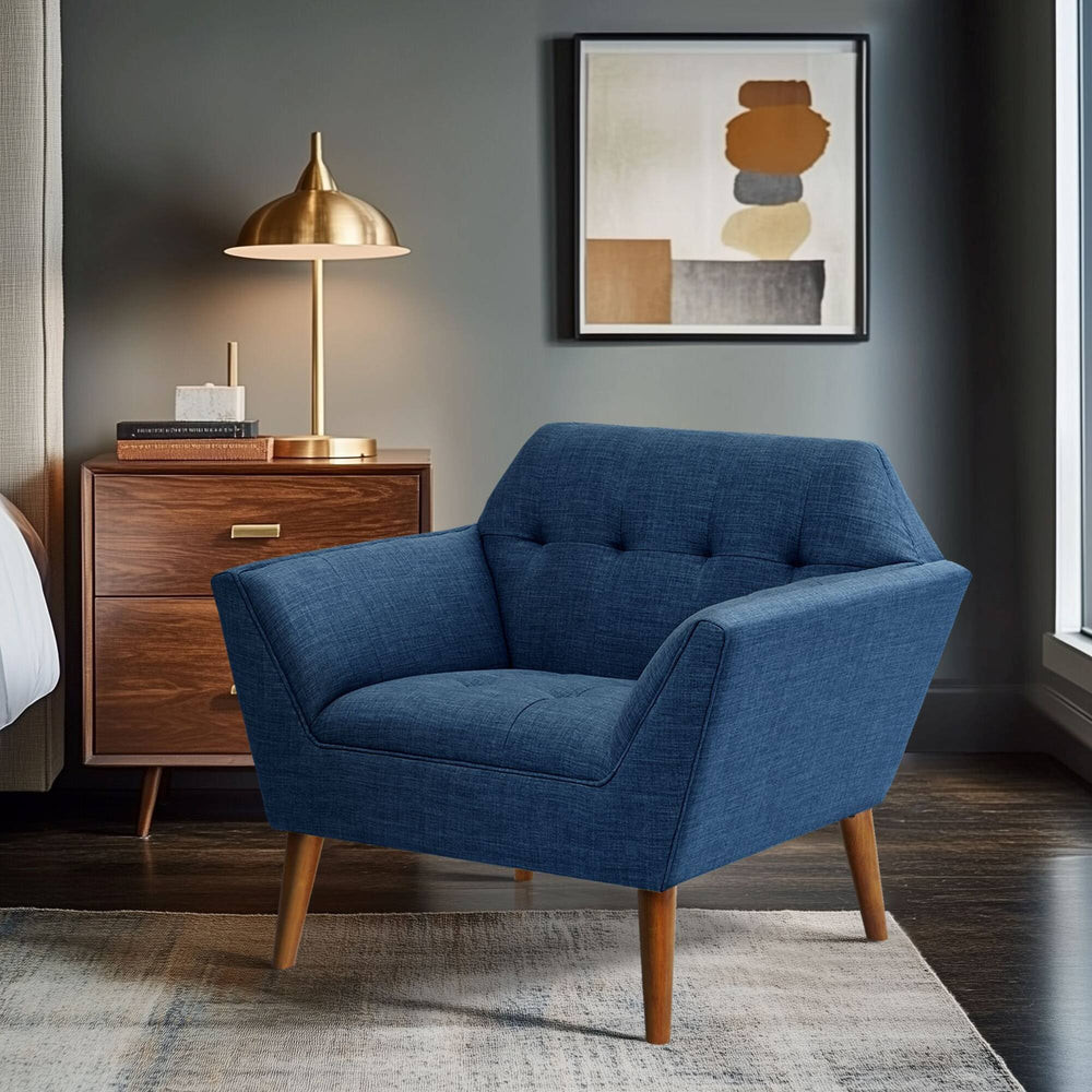 JLA Home INK+IVY - Wide Sculptural Mid-Century Lounge Chair, 37" Wide Upholstered Seat, Hand-Tufted Comfort & Solid Wood Legs II100-0063