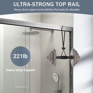 English Elm 56-60 in Semi-frameless Bypass Shower Door Matte Black Tempered Glass Walk-in Brushed Nickel W1573P239436